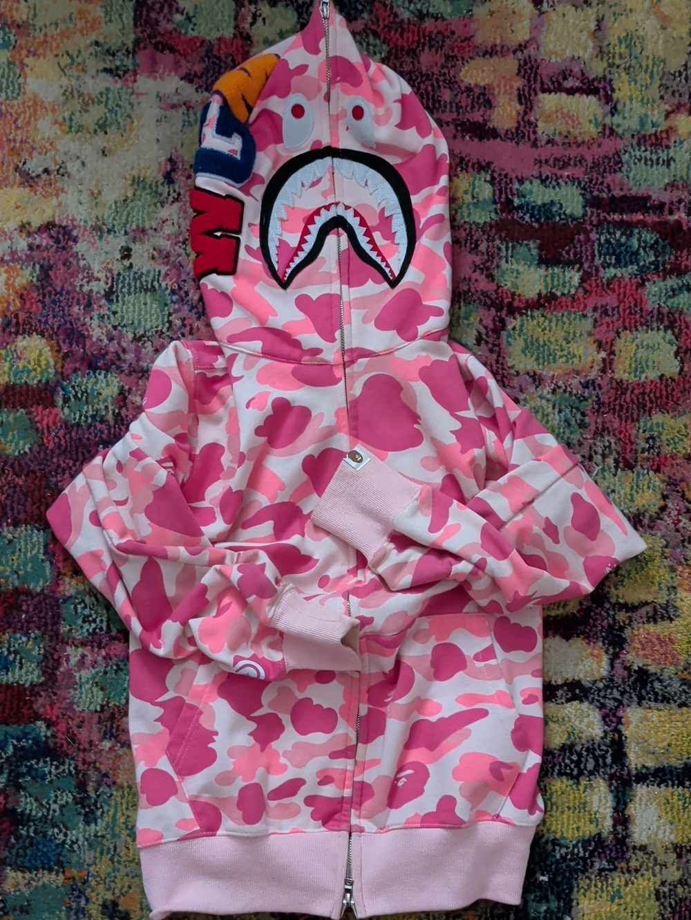 Pink Camo Shark Zip Hoodie